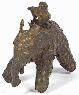 Maliah Kond Sculpture: Rider on Elephant, India, Early 20th c.