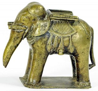 19th C. Brass Elephant, India