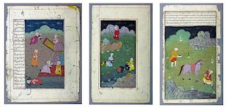 Three Miniature paintings, India or Persia, Early 20th c.