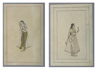 Two Drawings of a Woman, India, Late 19th c.