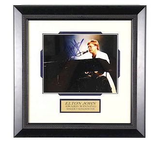 Framed Autographed Photo, Elton John