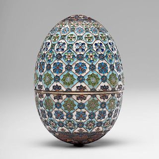 Russian Silver-Gilt and Enamel Egg