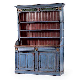 English Painted Pewter Cupboard