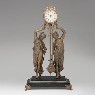 Rare Ansonia Swing Clock, Huntress & Fisher
