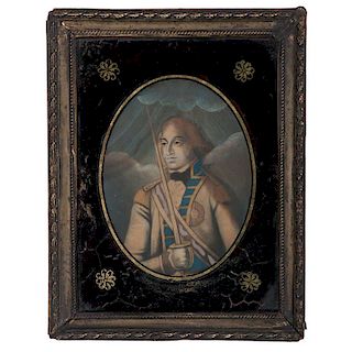 Hand-Colored Engraving of George Washington in an Eglomise Frame