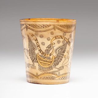 A Fine and Rare Timothy Tansel Engraved Horn Beaker