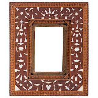 Folk Art Frame with Mother of Pearl Inlay