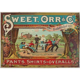 Rare Sweet Orr & Co. Tin Lithographed Advertising Sign in Near Mint Condition
