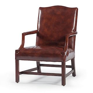 Chippendale-style Leather Armchair
