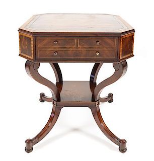 A William IV Style Side Table, Height 28 1/4 x width 24 1/2 x depth 25 3/4 inches.