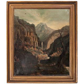 Western Painting, Likely Bridal Veil Falls at Yosemite