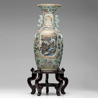 Chinese Polychrome Parcel-Gilt Vase