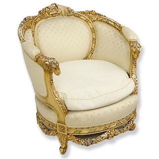 20th Century Carved Upholstered Bergere