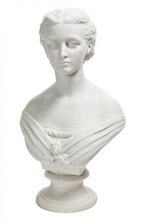 A Copeland Bisque Porcelain Bust of Princess Alexandra, after Mary Thorntoncroft (British, 1814-1895), Height 15 1/2 inches.