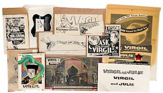 Collection of Virgil and Julie Pen and Ink Design Artwork and Mock-Ups.