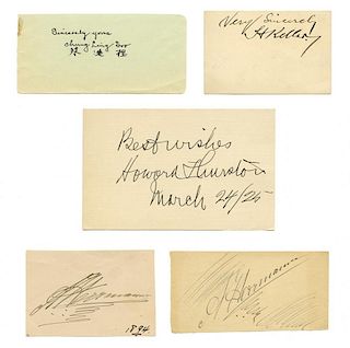 Lot of Five Cut Signatures of Famous Magicians.