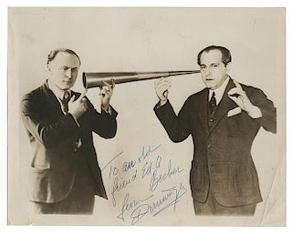 Joseph Dunninger and Harry Houdini Spirit Trumpet Signed Photo.