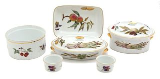 A Group of Royal Worcester Procelain1961in the Evesham pattern, comprising 6 ramekins, 3 covered tureens, one bowl and one t