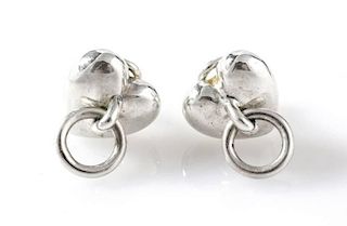 Tiffany & Co. Sterling Silver Heart Earrings 1995