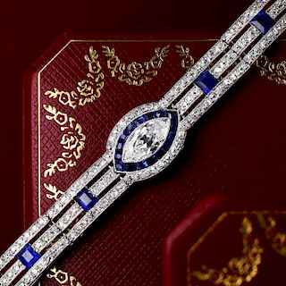 Cartier Art Deco Sapphire and Diamond Bracelet