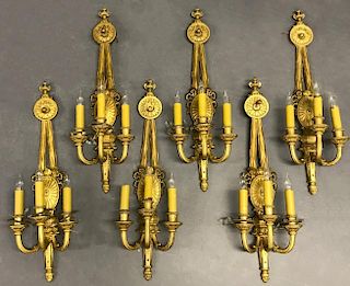 Six Gesso French Style Wall Sconces
