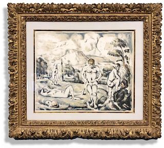 Paul Cézanne Color Lithograph "Les Baigneurs"