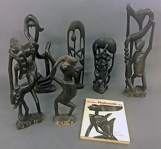 Six Makonde Shetani Carvings and Book