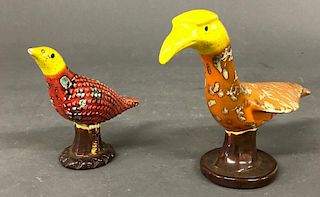 Two Colorful Ceramic Birds