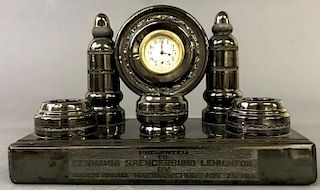 Polished Anthracite Clock with Inkstand