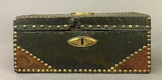 Leather and Studded Brass Document Box