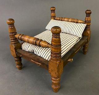Tiger Maple Doll Rope Bed