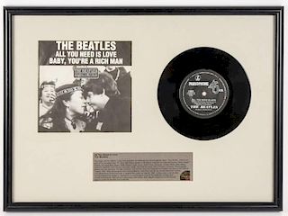 Beatles "All You Need Is Love" 45, Framed