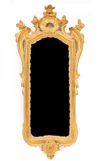 A George III Style Giltwood Mirror, Attributed to Borghese, Height 24 x width 11 1/2 inches.