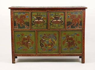 Tibetan Polychrome Decorative Cabinet