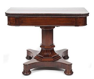 A William IV Mahogany and Inlay Game/Breakfast Table, Height 29 x width 38 3/4 x depth 19 inches.