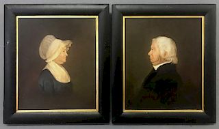 Pair of Oil Portraits of a Husband and Wife