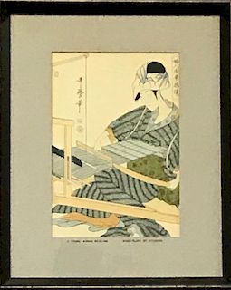 Kitagawa Utamaro "A Young Woman Weaving":