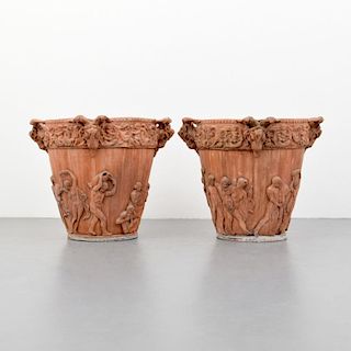 Pair of Large Classical Terracotta Urns/Planters