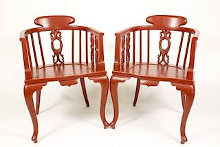 Pair of Charlotte Horstmann Chinese Armchairs