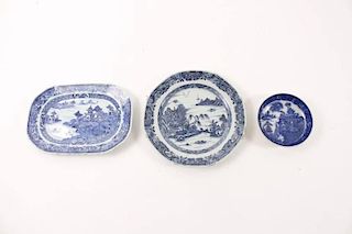3 18th & 19th C. Blue & White Motif Chinese Dishes
