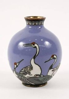 Japanese Cloisonne Bud Vase with Egrets