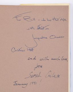 Jacqueline Kennedy Onassis Inscribed Book