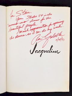 Signed JACQUELINE Book, Estate of Steve Rubell/Studio 54
