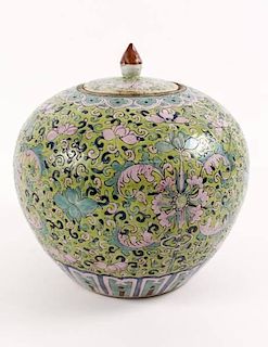 19th C. Chinese Porcelain Famille Rose Ginger Jar