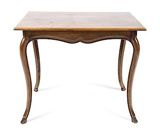 A French Provincial Style Fruitwood Occasional Table, Height 27 3/4 x width 32 3/4 x depth 20 inches.