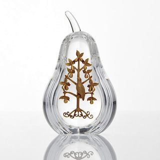 Steuben PARTRIDGE IN A PEAR TREE Paperweight