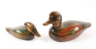 Two Decorative Carved Wood Duck Decoys