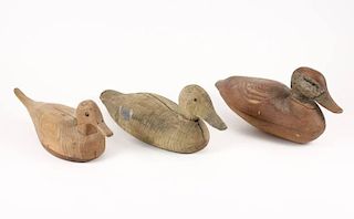 Collection of 3 Carved Wood Duck Decoys