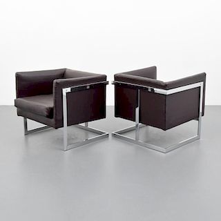Pair of Milo Baughman Model 3426 Cube Lounge Chairs
