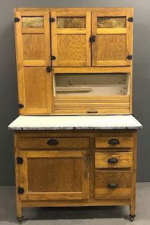 Oak Two-Part Hoosier Cabinet